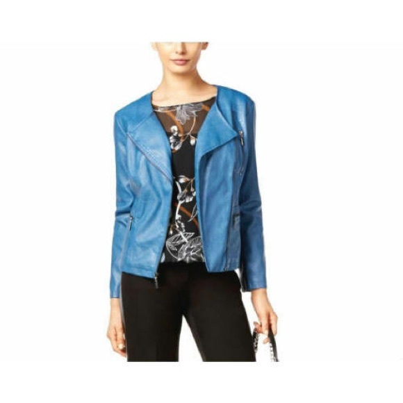 Macy S Jackets Coats Macys Alfani Womens Faux Leather Moto Jacket Poshmark